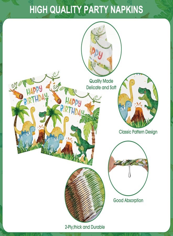 Litmitfu 170 Pcs Dinosaur Birthday Decorations - Jungle Dino Party Supplies Sets, Includes Happy Birthday Dinner Plates Napkins, Flatware, Banners and Cups for Dinosaur Party Decorations Favors, Serves 24 - Image 4